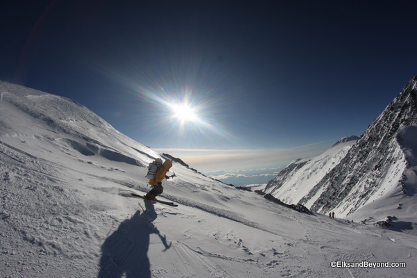 Tyler Skiing just above Denali Pass.