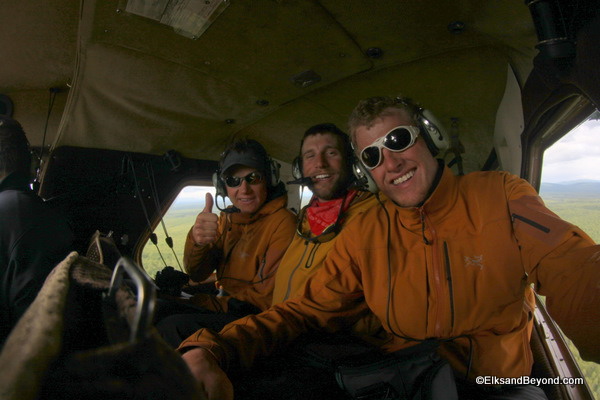 Caleb, Colby, and I in the back seat of the Beaver we flew out on.