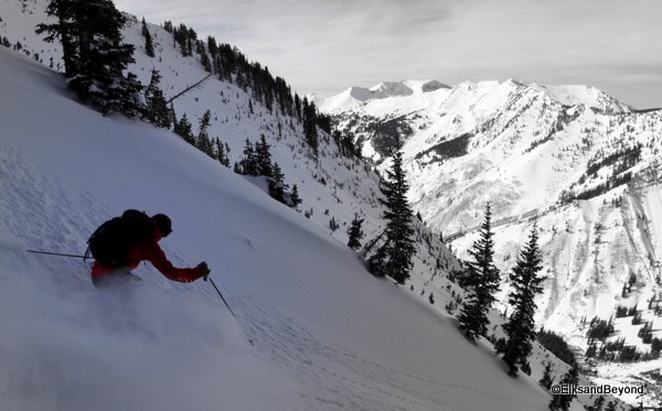 Skiing north facing aspects usually provides poor light for photo opportunities, but I don't think Anton really cares, he still makes it look good.