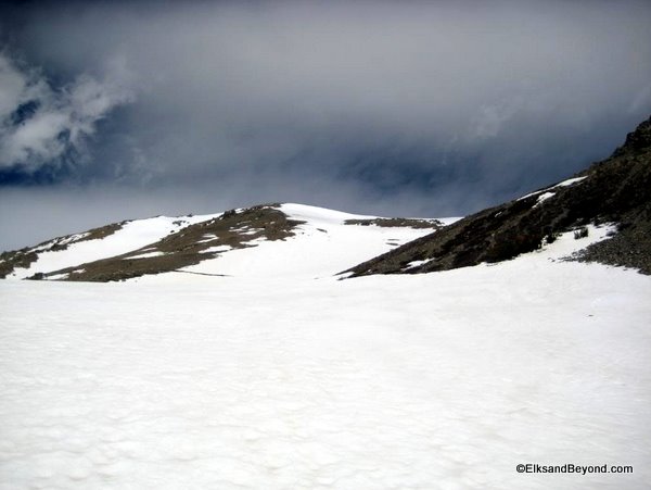 I skinned up this gully to gain the ridge.