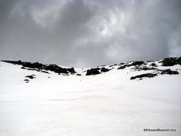 Looking back up the ski route.