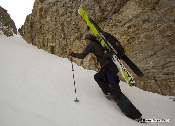 Our crazy Austrian friend pounding out a staircase for the rest of us.  Photo--Dave Rasmussen