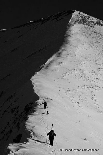 Ridge After topping out on Lil Tuk, we skied our way down to the saddle and continued up towards the summit of Big Tuk.
