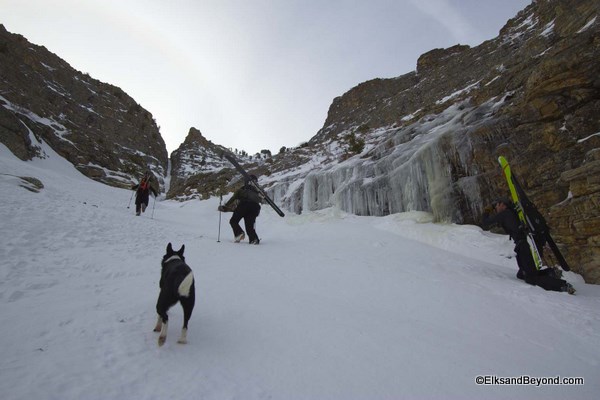 Anton drops to shoot a picture of Tom and I headed up.  Photo-Dave Rasmussen