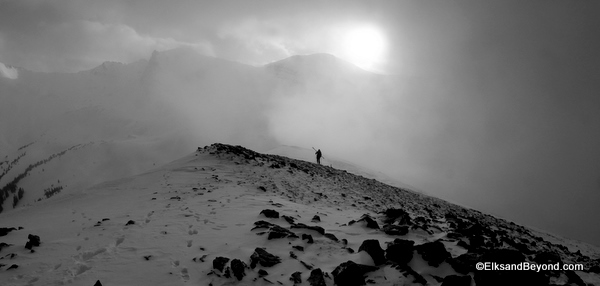 Dave coming up the ridge of Greg Mace peak.