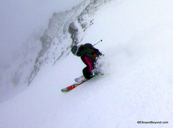 Kaylie finding the goods on the way down.