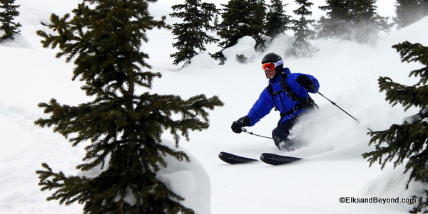 Amos skiing in his own backyard.  Literally.  