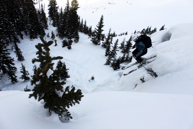 A big group of friends and I headed up to Amos Mace's place for a weekend of skiing, and we found plenty of it.  Here Ashley Carruth sends it above the backyard.