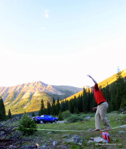 Brad Slacklining on the 4th of July weekend.