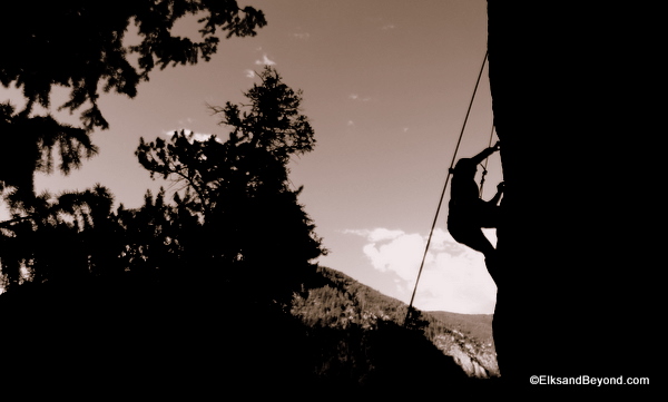 Beda climbing at sunset.