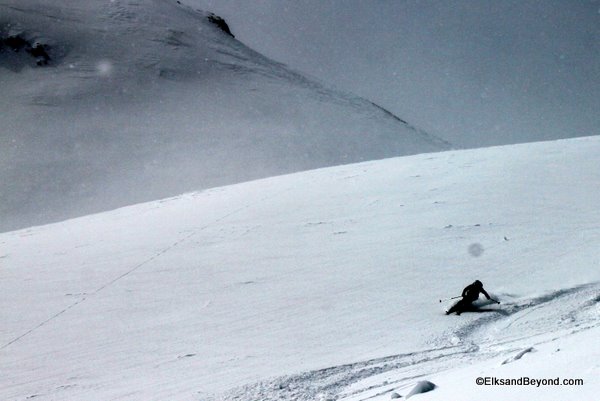 Another of our group slaying turns in mixed conditions at Silverton.