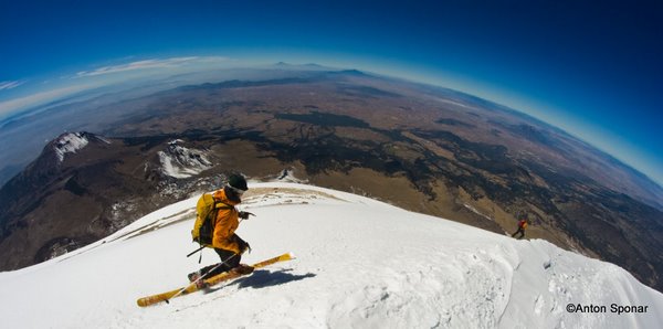 Dave skiing off the 3rd highest point in North America and the highest in Mexico.