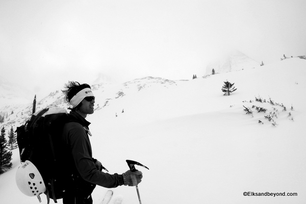 Nick enjoying the fresh snow, bed head and all.