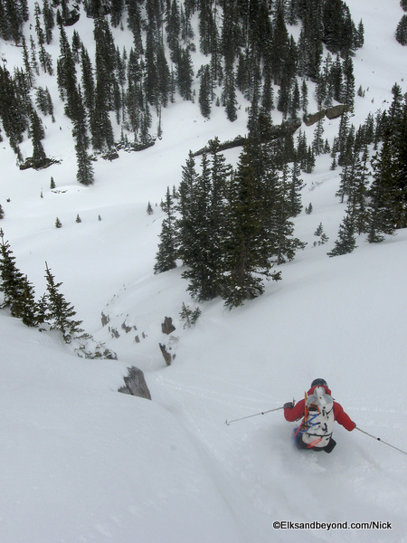 19 Chute skiing. It got narrow.
