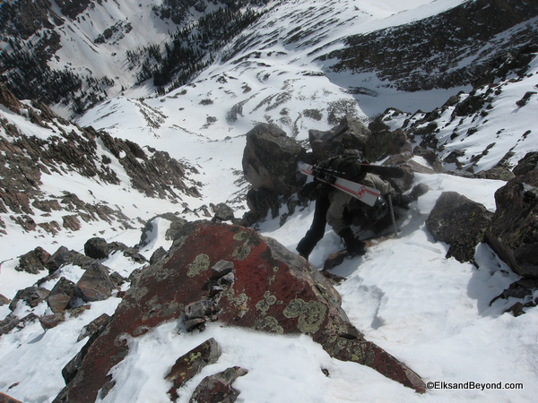 Ben making moves high on arrow peak.  Photo Nick Thompson