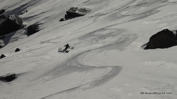 Ben Skiing wind deposited pow.