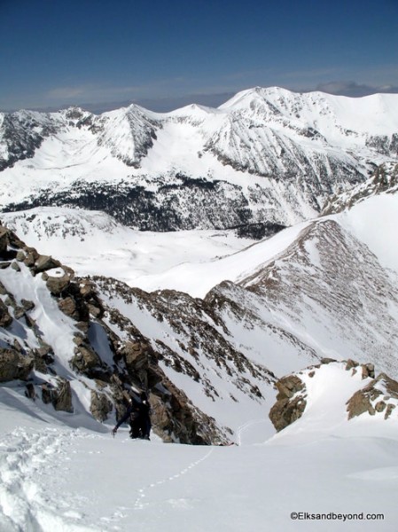 Topping out on the couloir 