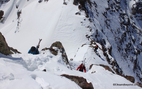 Ari, Anton, and Matt following up the somewhat airy ridge.