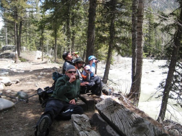 IMG_3543 Jarret, Frank, Brittany, and I enjoying our stashed beers back at the train stop.