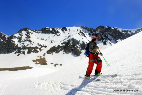 Colter in front of the line on the way down.