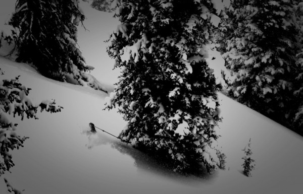 Jason Wells trying to feel his way down the slope.