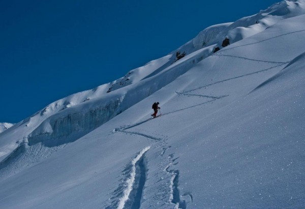 Brad headed up the switchbacks to gain the long easy ridge. Photo Anton