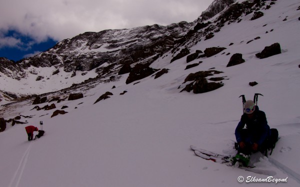 Just another transition on the day.  Should be the last time we put the crampons back on.