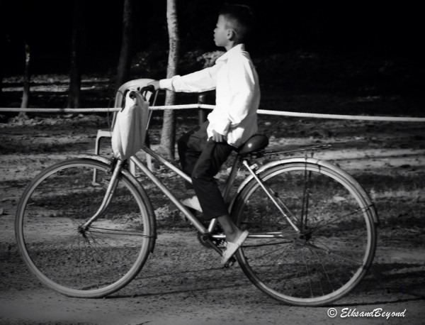 Watching this little guy getting on such a big bike was entertaining.