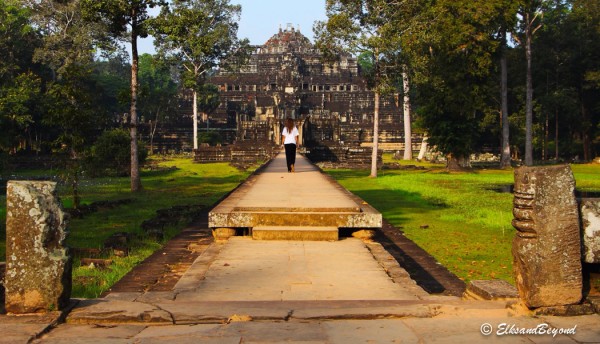 Elisabeth walking the walk into the Baphuon Temple.