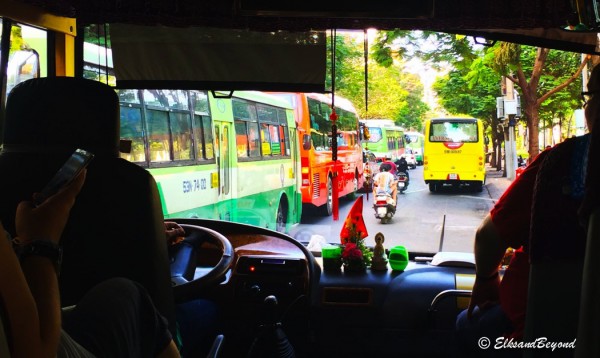 Busses on Busses on Busses transporting tour groups all over Ho Chi Minh City.