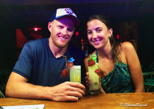 Elisabeth and I with our Chom Chom Fizz drinks that we made ourselves. 