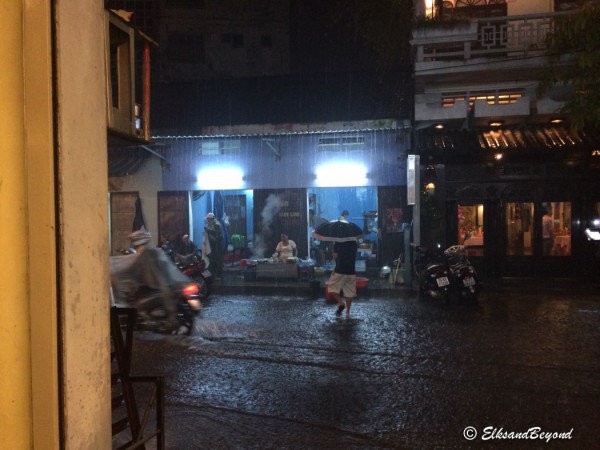 We waded a couple of blocks in knee deep water to find a restaurant that wasn't flooded.  We enjoyed the people watching and the river the streets had turned into.