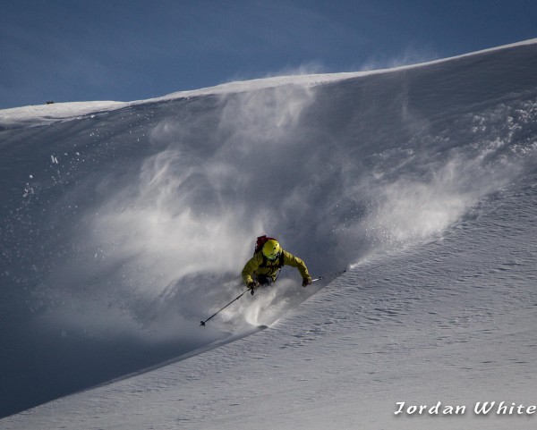 Dropping in off the saddle.  