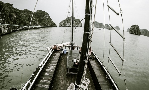 After a day in  Cát Bà we hopped on to the Classic Sails boat and headed out to explore the Halong and Lan Ha bays.  We paid $100 each for two nights on our own private boat including food and drink.