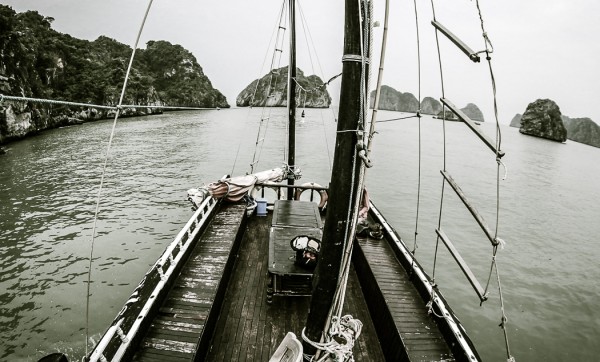 After a day in Cát Bà we hopped on to the Classic Sails boat and headed out to explore the Halong and Lan Ha bays. We paid $100 each for two nights on our own private boat including food and drink.