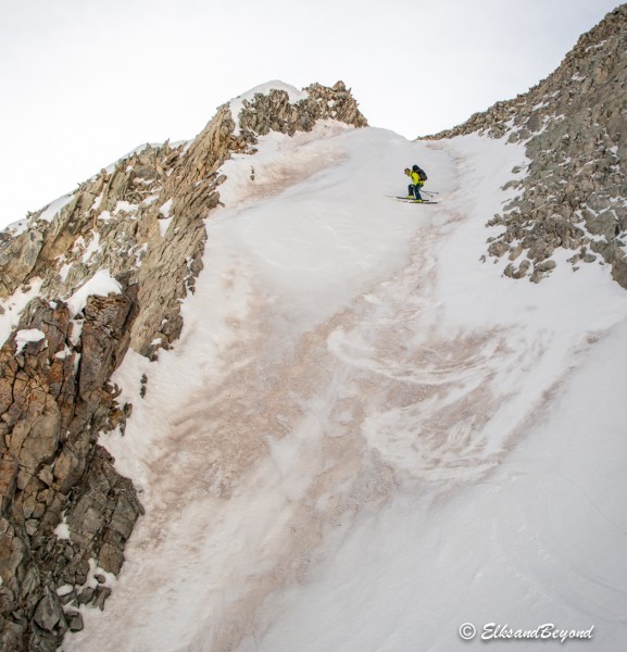 Dropping in to the steep entrance ramp.